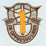 Special Forces Crest Patch with 1st Group Number (Desert w/ Gold) - Item Number: P-01400D
