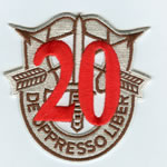 Special Forces Crest Patch with 20th Group Number (Desert w/ Red) - Item Number: P-05000D